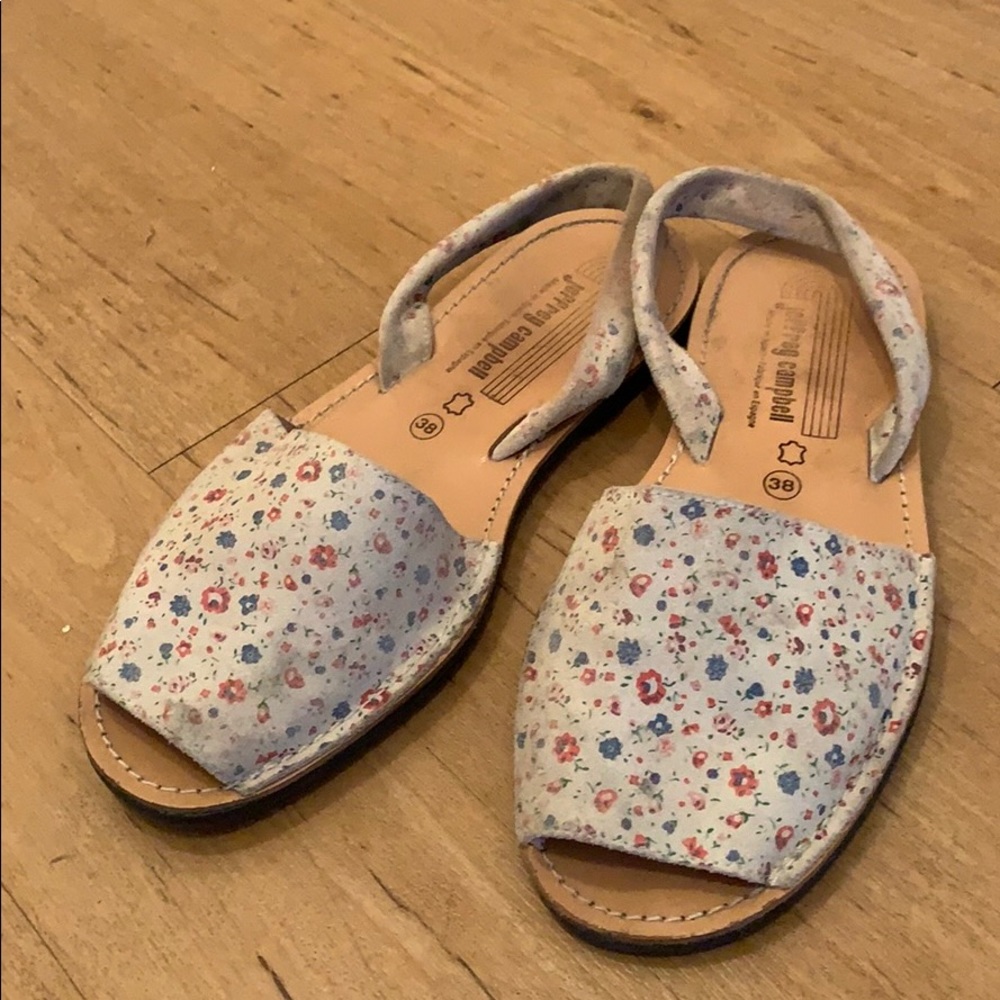 Jeffrey Campbell vintage floral slip on sandals